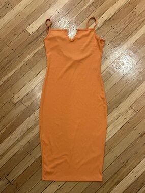 Zara Orange Slim Midi Dress